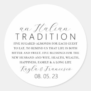 Italian Almond Wedding Tradition Favour Tag