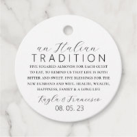Italian Almond Wedding Tradition Favour Tag