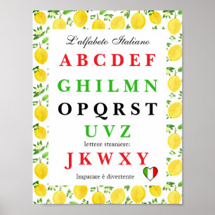 Italian Alphabet Kids Poster