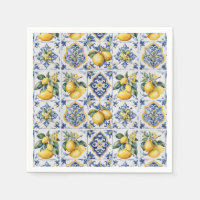 Italian Amalfi blue white tiles lemons