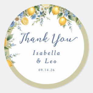 Italian Amalfi Lemon Citrus Mediterranean Wedding Classic Round Sticker