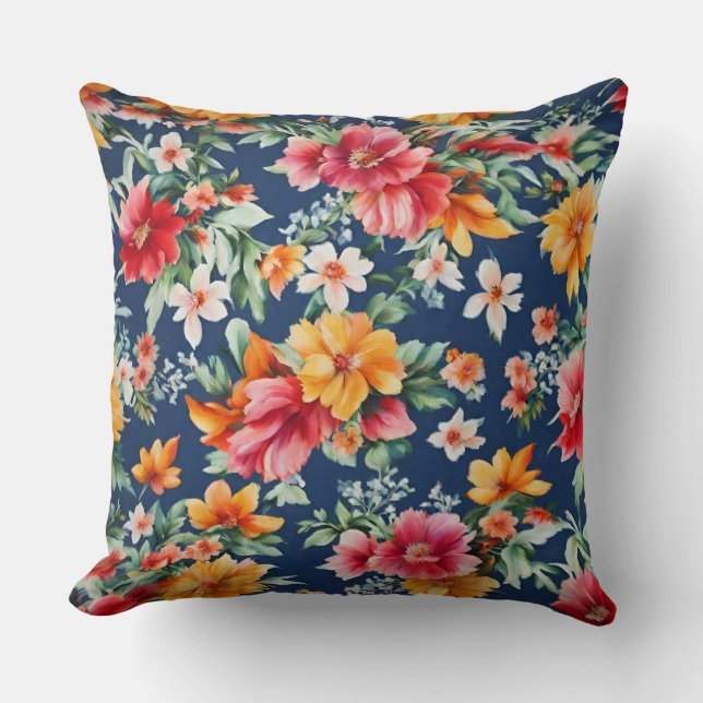 Italian Amazing Summer Bright Floral Pattern Cushion (Front)