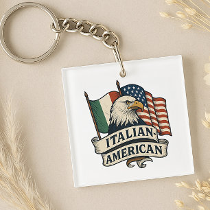 Italian American Flag Keychain Dual Heritage