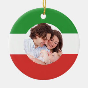 Italian-American Flag of Italy Family Photo Xmas Ceramic Tree Decoration
