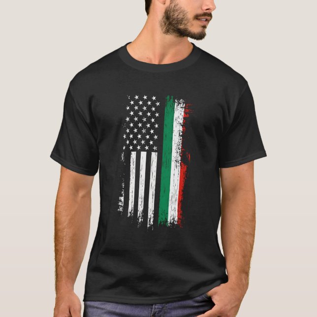 Italian American Flag Pride Italy Usa T-Shirt (Front)
