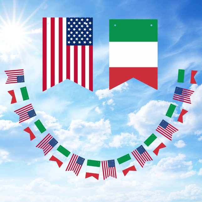 Italian-American Friendship  Bunting (Italy America Flag Bunting)