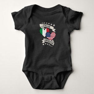 Italian American Heart Flags Italy America Baby Bodysuit
