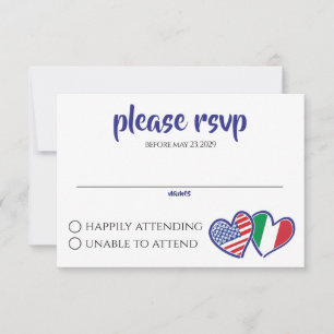 Italian American Heart Flags RSVP Card
