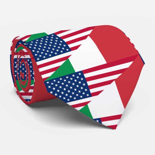 Italian American Italy USA Flag Neck Tie (Rolled)