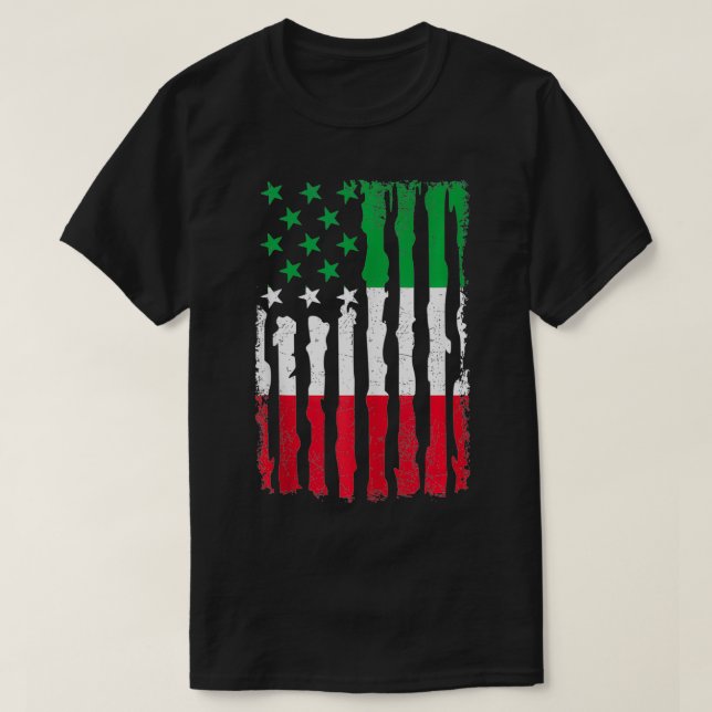 Italian American Pride USA Flag Italy Roots  T-Shirt (Design Front)