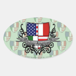 Italian-American Shield Flag Oval Sticker