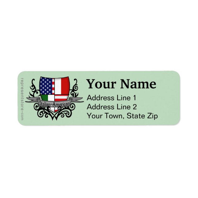 Italian-American Shield Flag Return Address Label (Front)