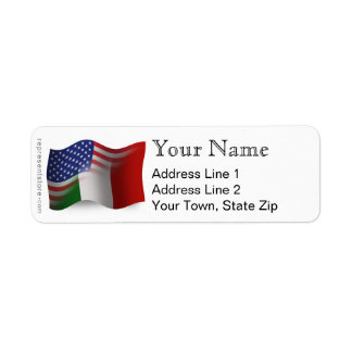 Italian-American Waving Flag Return Address Label