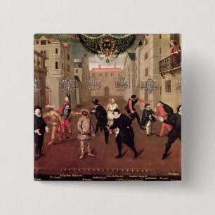 Italian and French Comedians 15 Cm Square Badge