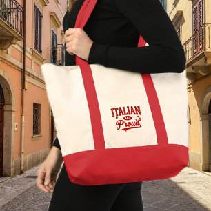 Italian and Proud Red and Beige Tote Bag for Her