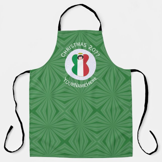 Italian Angel Christmas Flag Personalised Apron (Front)