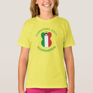 Italian Angel Christmas Flag Personalised Girl's T-Shirt
