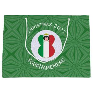 Italian Angel Christmas Flag Personalised  Large Gift Bag