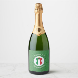 Italian Angel Christmas Flag Personalised Sparkling Wine Label