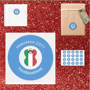 Italian Angel Flag for Hanukkah Classic Round Sticker