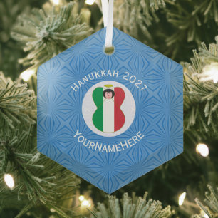 Italian Angel Flag for Hanukkah Glass Tree Decoration