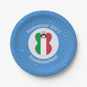 Italian Angel Flag for Hanukkah Paper Plate
