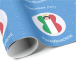 Italian Angel Flag for Hanukkah Wrapping Paper<br><div class="desc">Design, on personalised gift wrapping paper, has an angel wearing the Flag of Italy. Above, the words, in white letters, read, HANUKKAH 20??. Below, a place for a name, yours, for a personalised look, or, your gift recipient's for a thoughtful customised gift wrap. The angel sits on a circle of...</div>