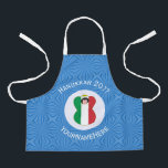 Italian Angel Hanukkah Flag Personalised Small Apron<br><div class="desc">An angel wears the flag of Italy on this small all-over printed apron for holiday or Hanukkah. The Italian Hanukkah angel is found inside a white, fractal circle of squiggly squares. The background is blue squiggly squares. Add your own text or personalise with a name and the year.</div>
