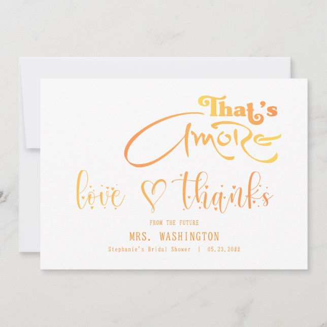 Italian Aperol Cocktail That's Amore Bridal Shower Thank You Card (Front)
