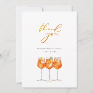 Italian Aperol Spritz Bridal Shower Thank You Card