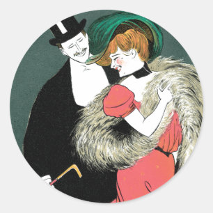 Italian Art Nouveau Fashion Ad Classic Round Sticker
