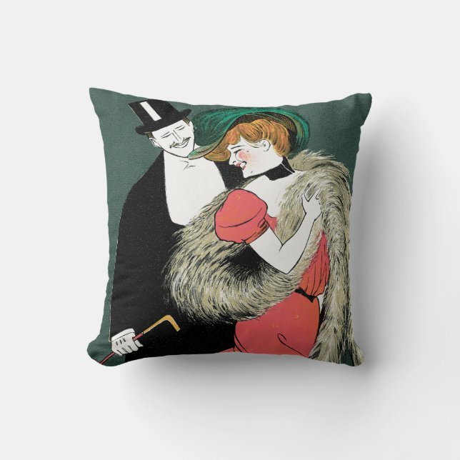 Italian Art Nouveau Fashion Ad Cushion (Front)