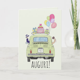 Italian Auguri Wedding Day Fiat 500 Card