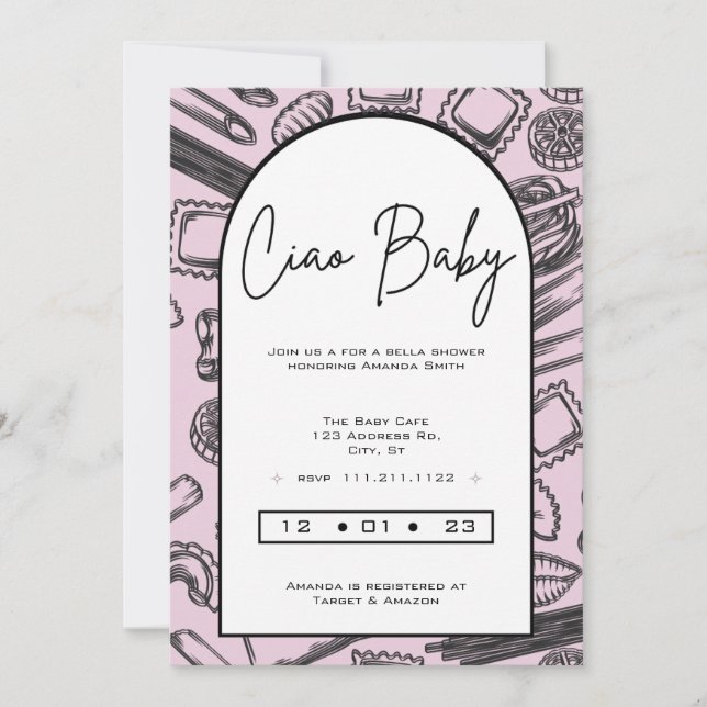 Italian Baby Shower, Ciao Baby, Gender Neutral Invitation (Front)