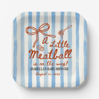 Italian Baby Shower Theme Blue Stripes Paper Plate