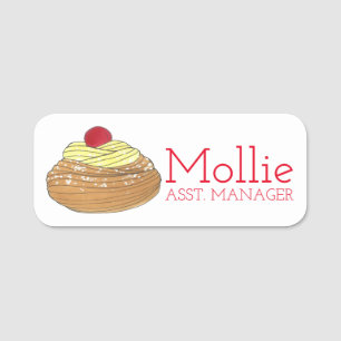 Italian Bakery Cafe Zeppole Pastry Dessert Name Tag