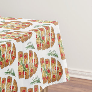 Italian Bakery Focaccia Olive Oil Bread Tomatoes Tablecloth