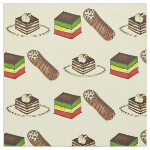 Italian Bakery Pastry Tiramisu Flag Cookie Cannoli Fabric