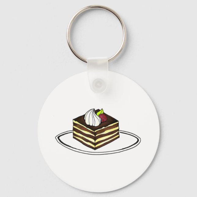 Italian Bakery Tiramisu Raspberry Dessert Pastry Key Ring (Front)