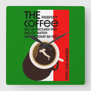 Italian Baristas Square Wall Clock