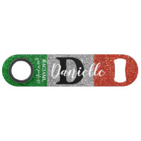 Italian Bartender Glitter Black White Monogrammed