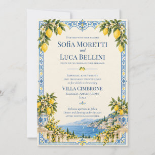 Italian Beach Club Amalfi Mediterranean Wedding Invitation