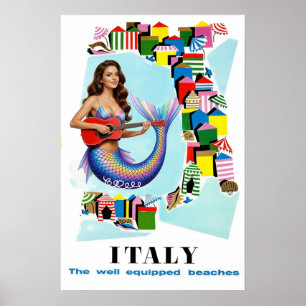 Italian Beaches travel poster
