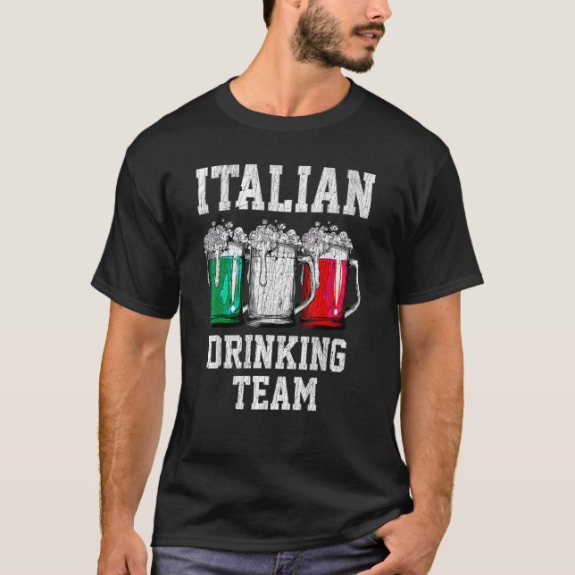 Italian Beer Drinking Team Country Italy Flag Vint T-Shirt (Front)