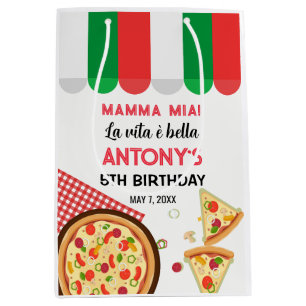 Italian Birthday Pizza Party Medium Gift Bag
