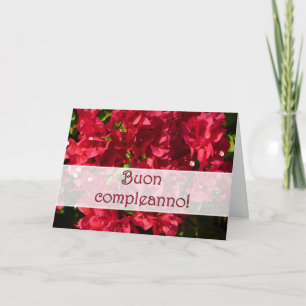 Italian Birthday Red Bougainvilleas Greeting Card