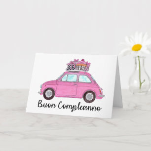 Italian Birthday Retro Fiat 500 Card