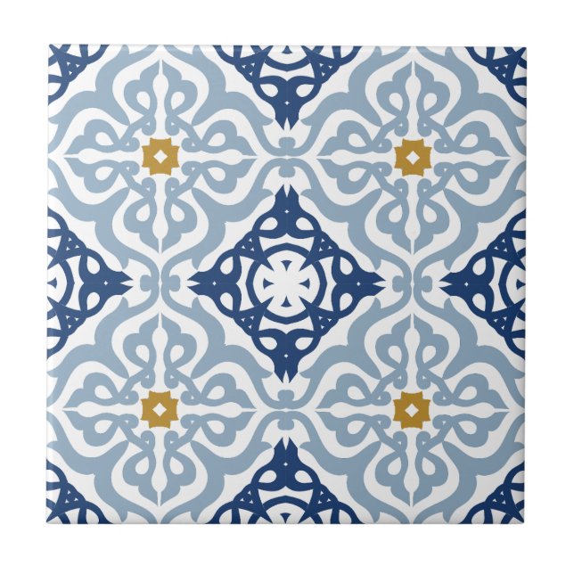 Italian Blue Decorative Ceramic Tile (Front)