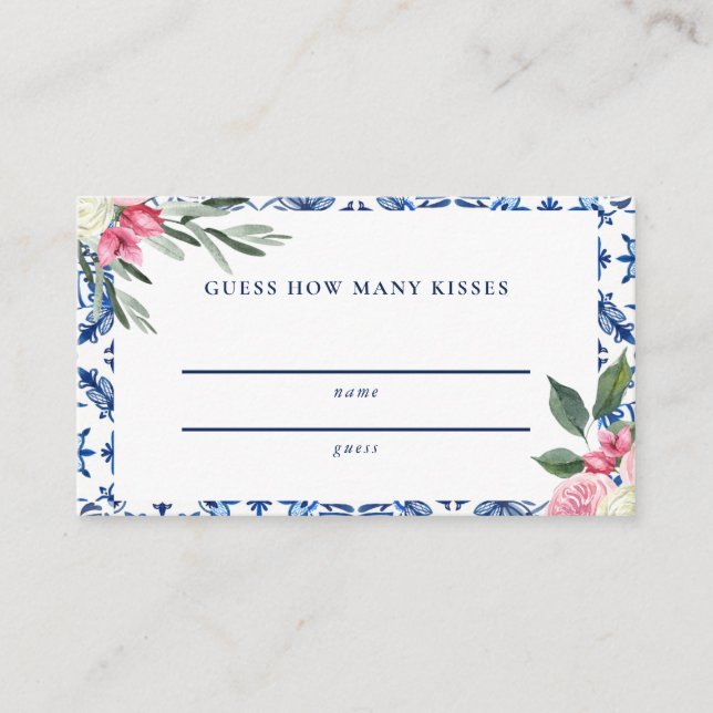 Italian Blue How Many Kisses Game Card (Front)