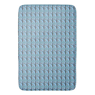 Italian Blue Mermaid Motif Art Print Bath Mat